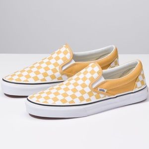 Vans yellow/white checkered new 8.5 men 10 women